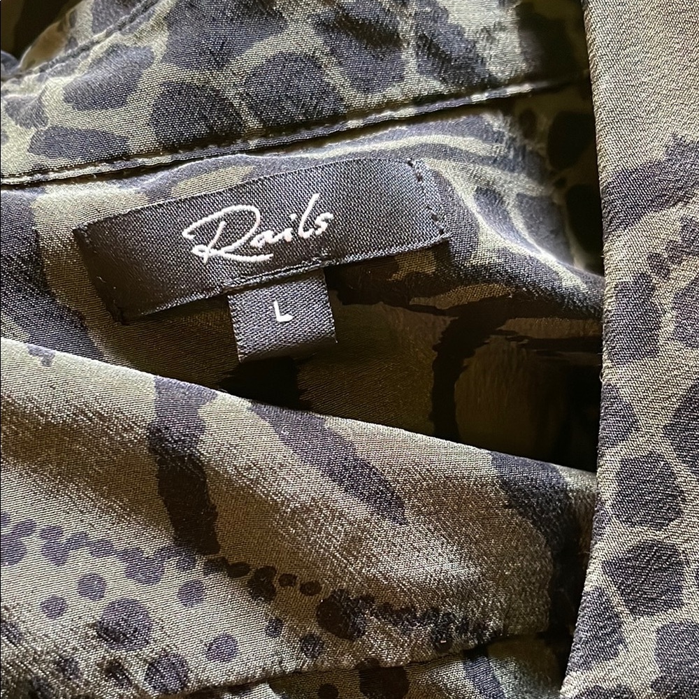Rails Olive and Black Animal Print Top
